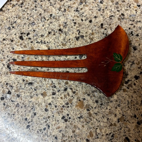 Hand Painted Rose Violet Wood Hair Comb Vintage Accessory Granny Core - Picture 6 of 9